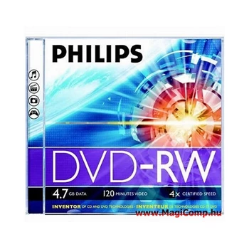DVD-RW 4X újraírható DVD, normál tokban Philips 